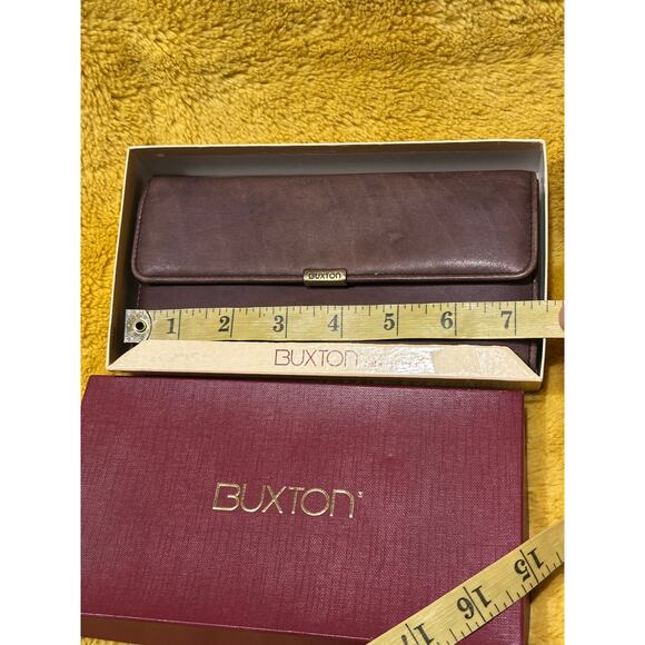 Buxton Brown Leather Tri Fold Organizer Wallet Vintage checkbook designer chic - Picture 11 of 11